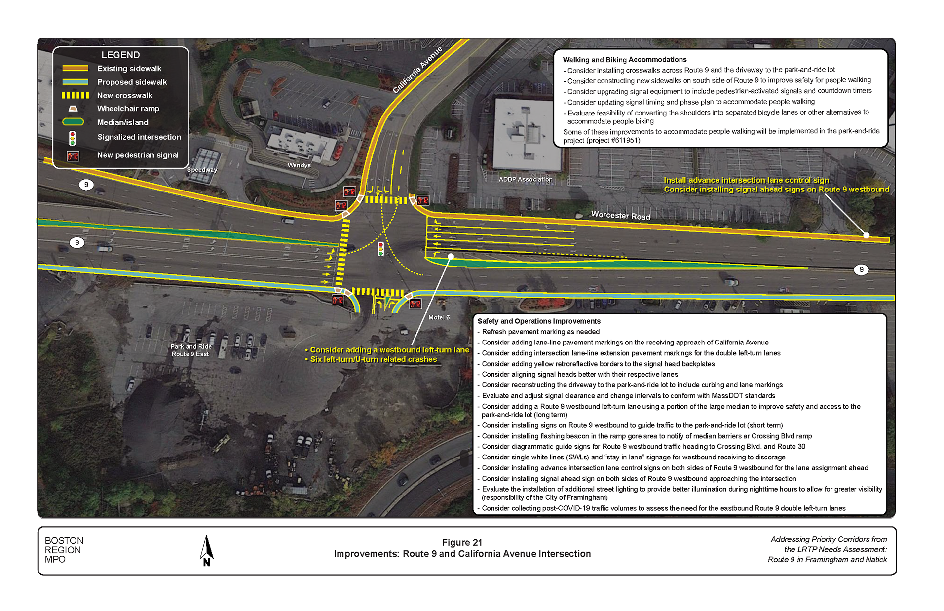 Figure 21 is an aerial photo showing the intersection of Route 9 and California Avenue and the improvements